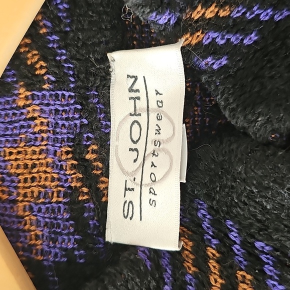 St. John Sportswear Purple & Black Plaid Knit Sweater Jacket M - Picture 2 of 7